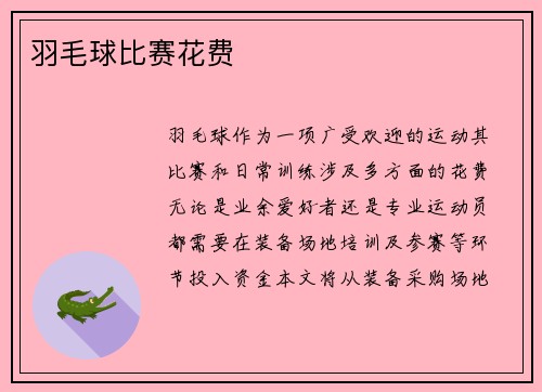 羽毛球比赛花费